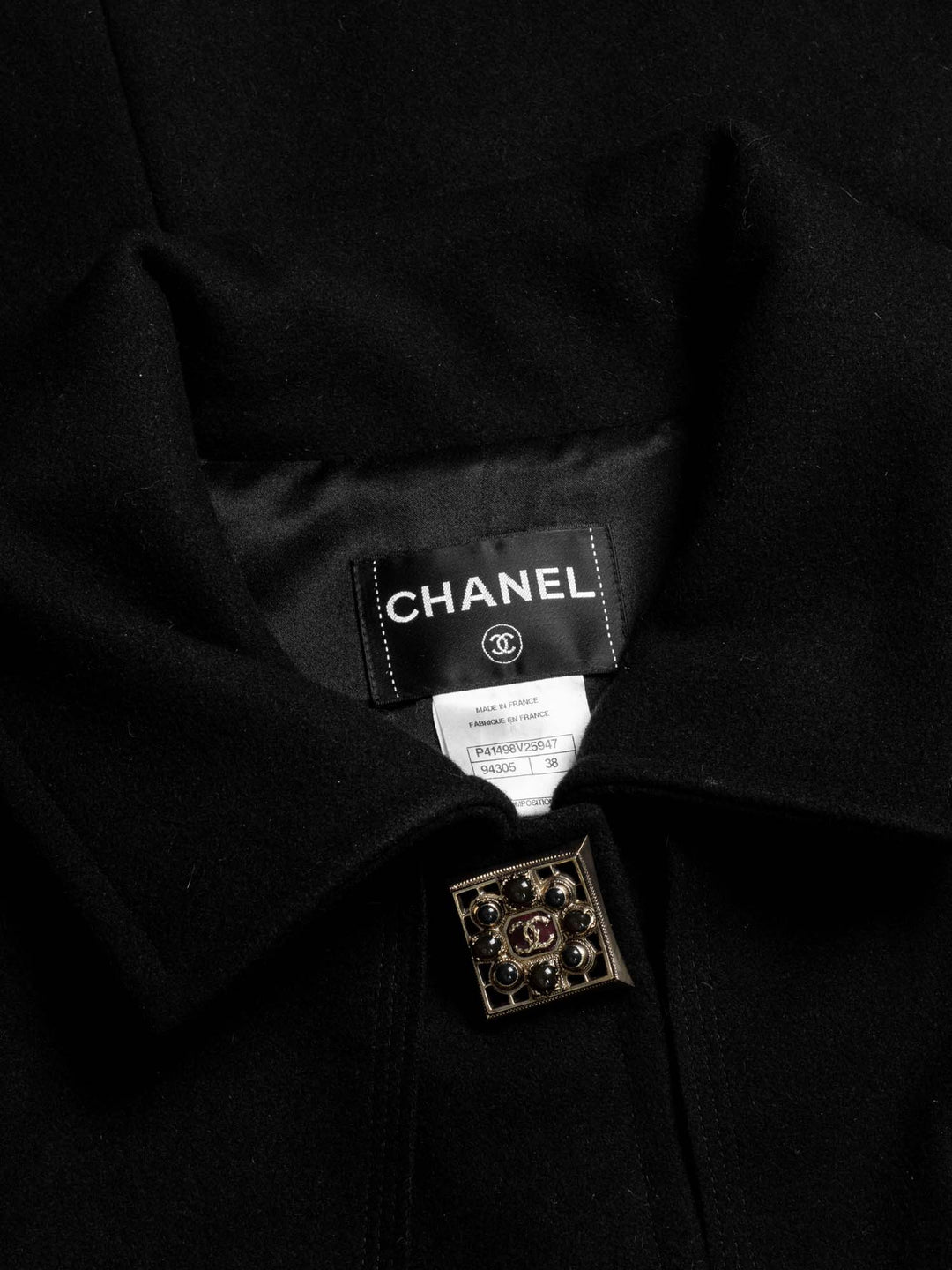 Top Quality Chanel Wool Paris Byzance Gripoix Coat Black
