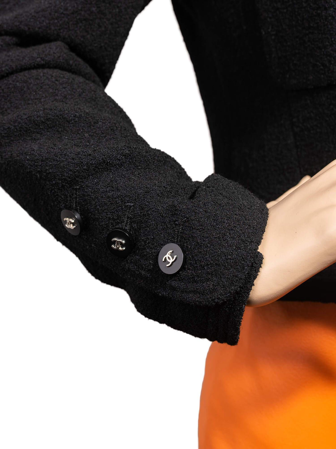 Top Quality Chanel Wool Tweed Fitted Jacket Black