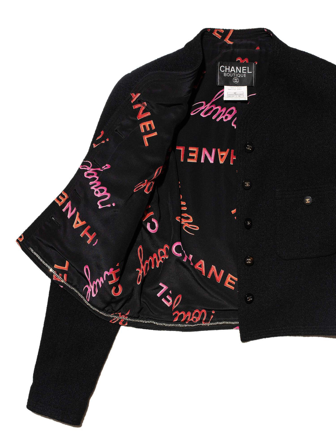 Top Quality Chanel Wool Tweed Fitted Jacket Black