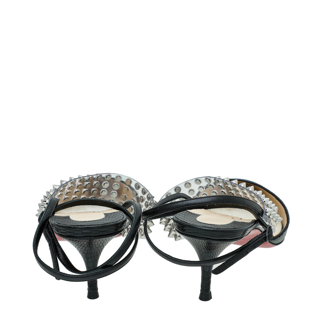 Christian Louboutin Black Levita Lizard Effect Slingback Pump 39.5