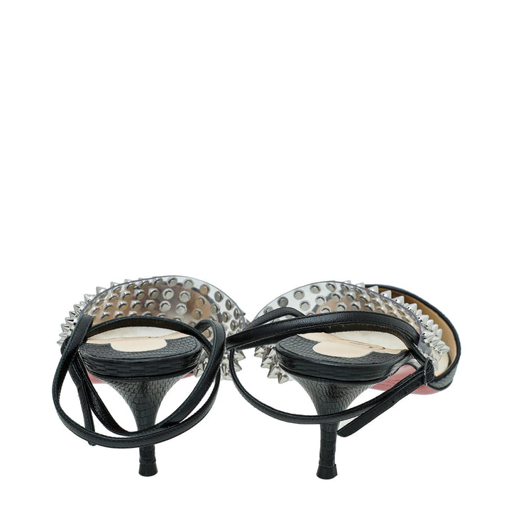 Christian Louboutin Black Levita Lizard Effect Slingback Pump 39.5