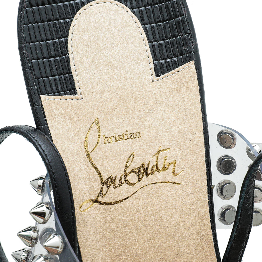 Christian Louboutin Black Levita Lizard Effect Slingback Pump 39.5