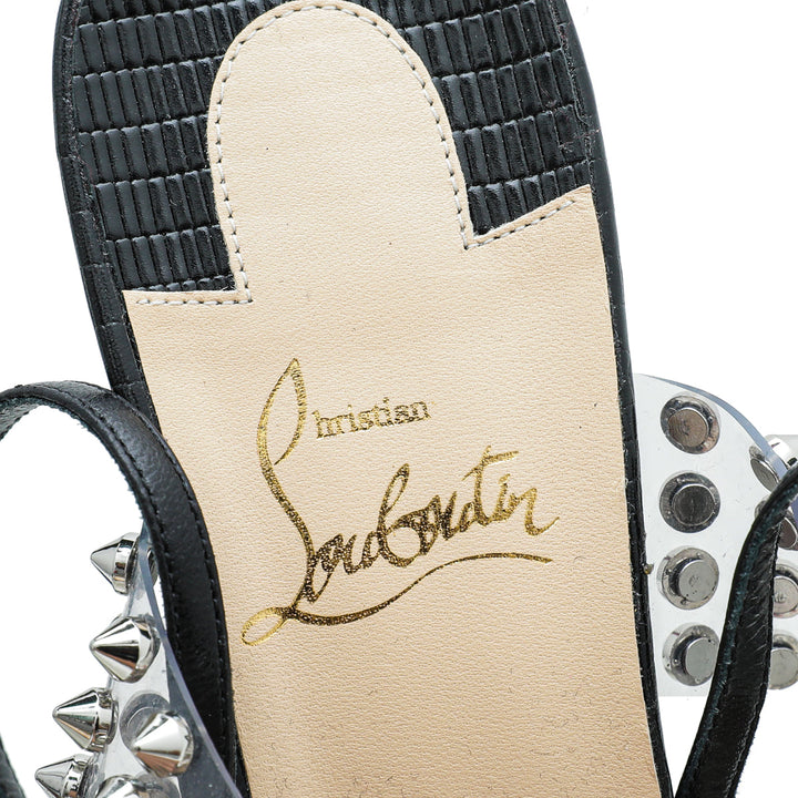 Christian Louboutin Black Levita Lizard Effect Slingback Pump 39.5