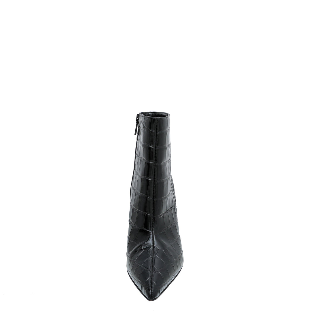 Christian Louboutin Black Croc Slimini Embossed Ankle Boots 38