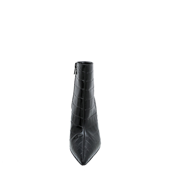 Christian Louboutin Black Croc Slimini Embossed Ankle Boots 38