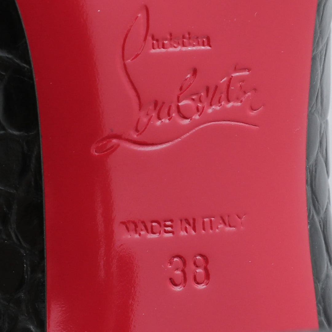 Christian Louboutin Black Croc Slimini Embossed Ankle Boots 38