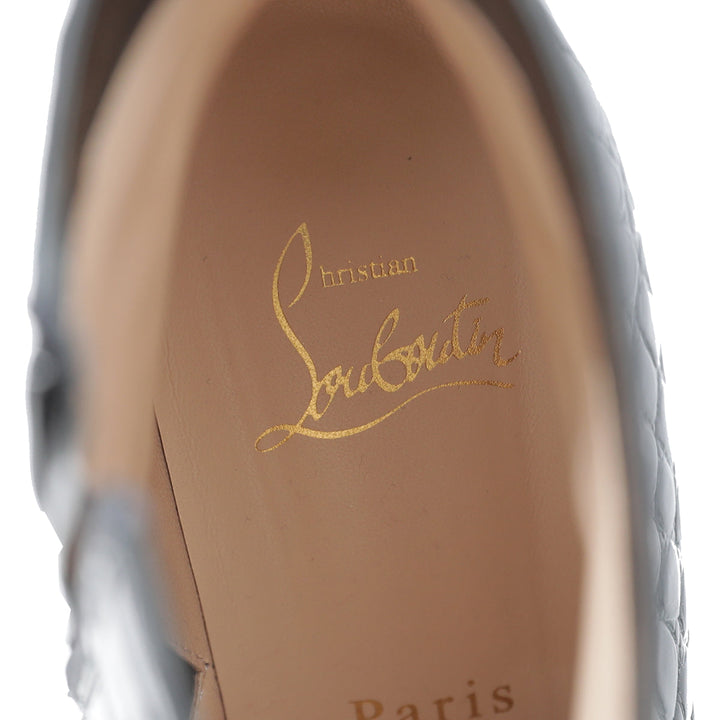 Christian Louboutin Black Croc Slimini Embossed Ankle Boots 38