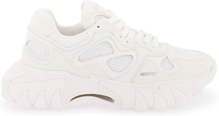 B-EAST LEATHER AND MESH SNEAKERS