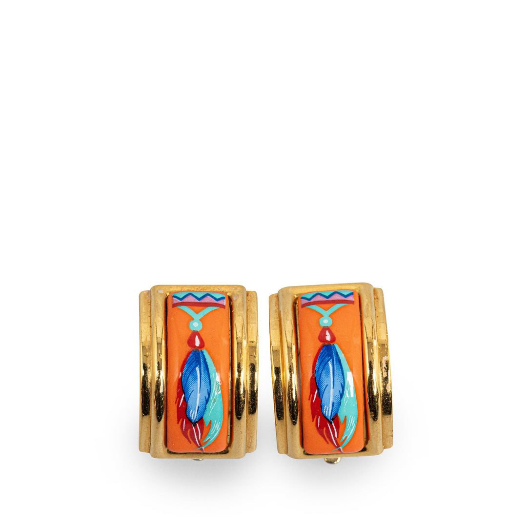 Hermes Enamel Clip On Earrings Costume Earrings