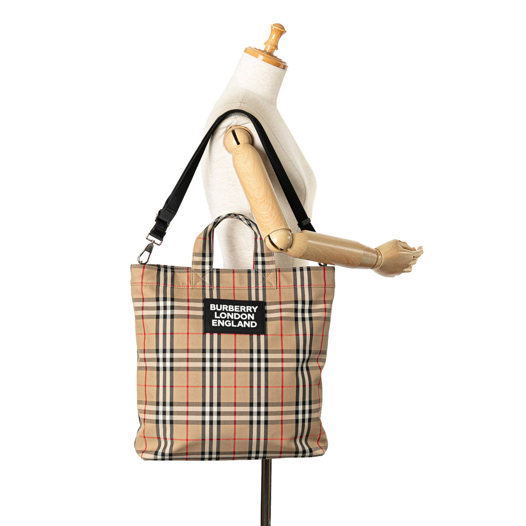 BURBERRY House Check Artie Nylon Satchel