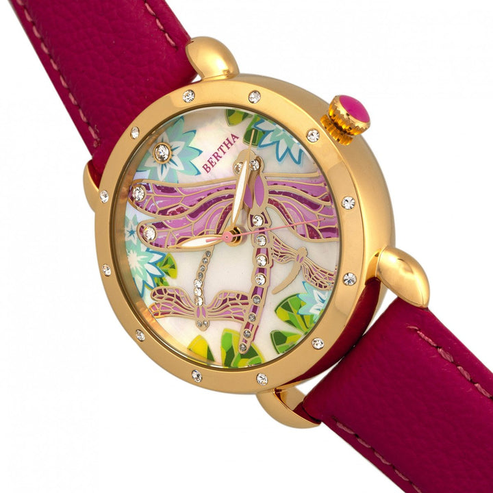 Bertha Jennifer MOP Leather-Band Ladies Watch