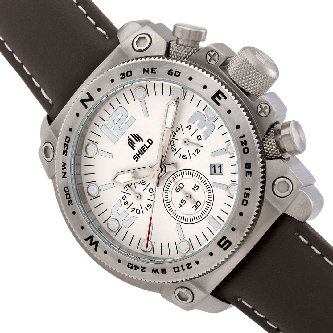 Shield Tesei Chronograph Leather-Band Men's Diver Watch w/Date