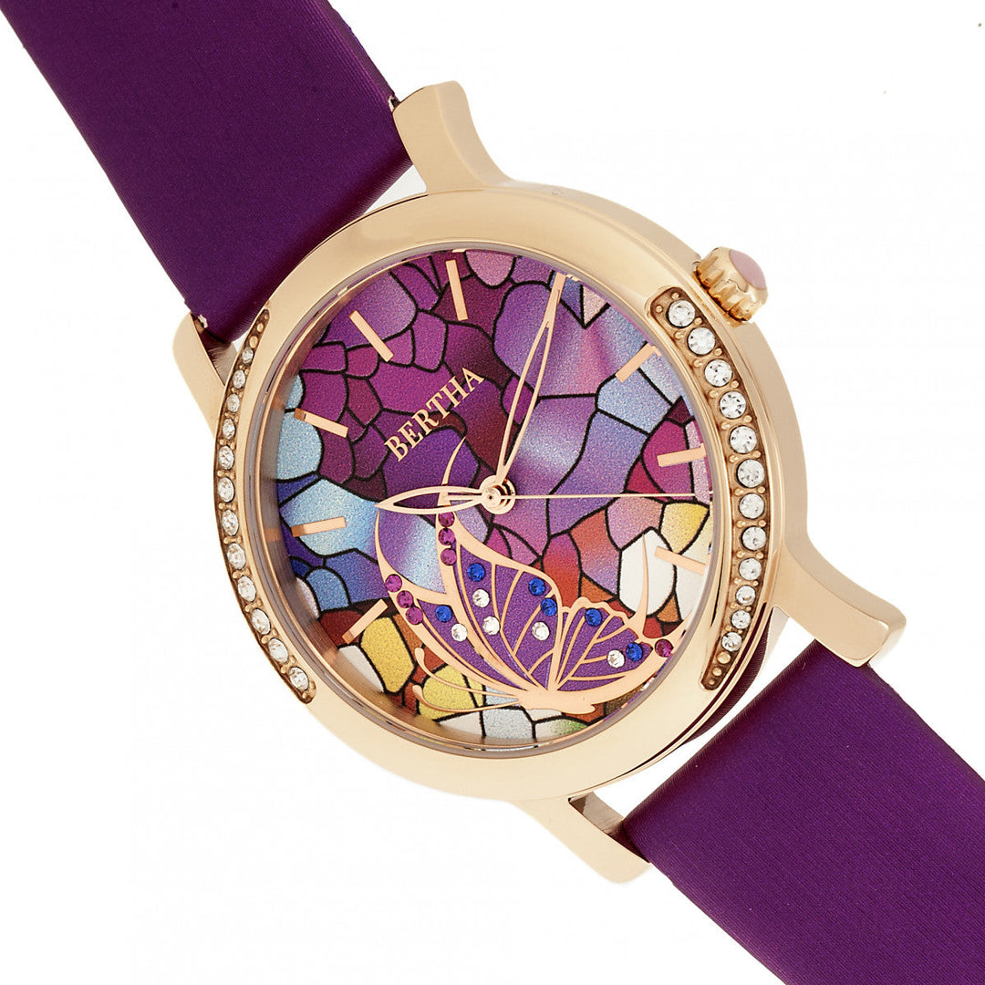 Bertha Vanessa Leather Band Watch - Purple
