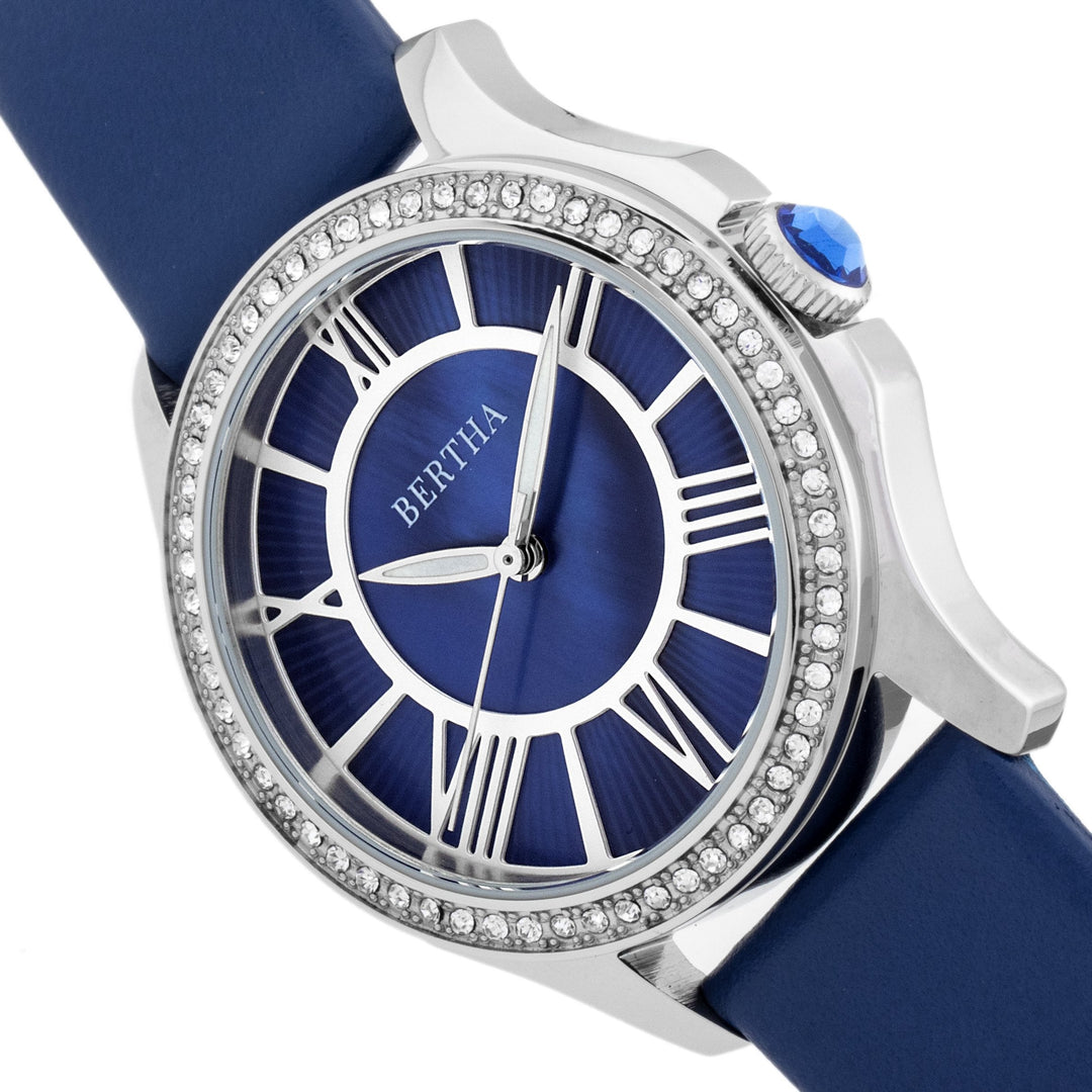 Bertha Donna Mother-of-Pearl Leather-Band Watch