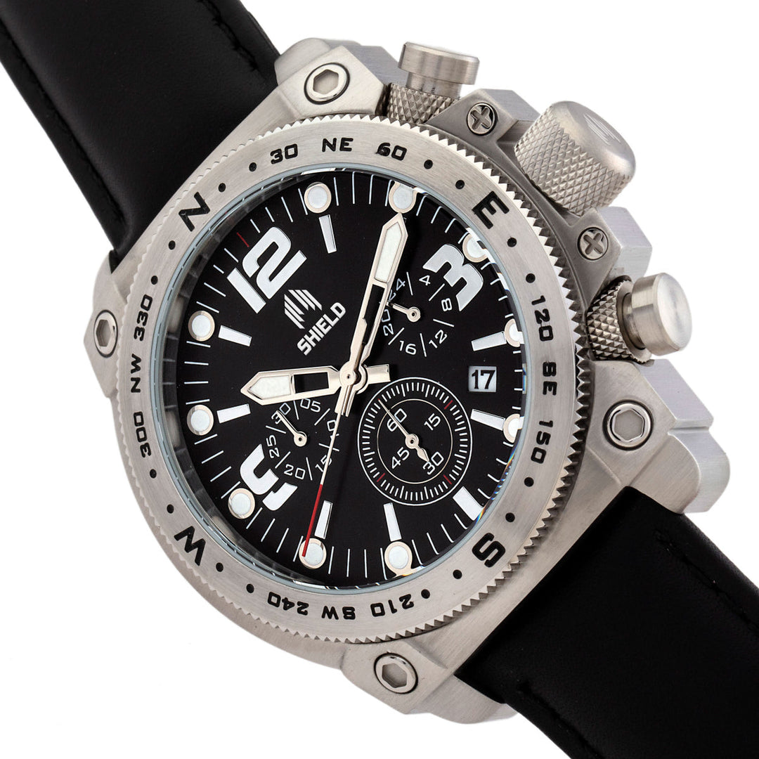 Shield Tesei Chronograph Leather-Band Men's Diver Watch w/Date