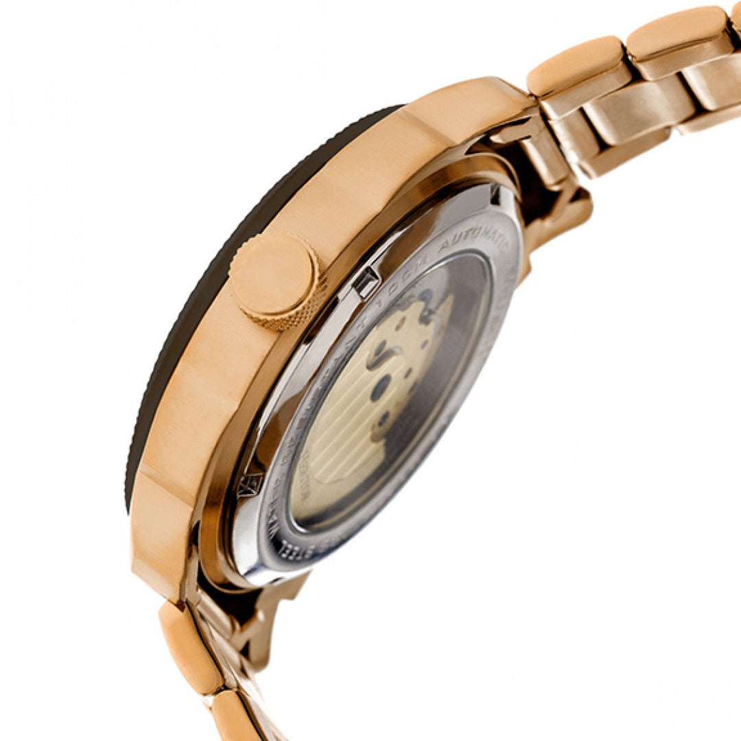 Heritor Automatic Helmsley Semi-Skeleton Bracelet Watch - Rose Gold/Black
