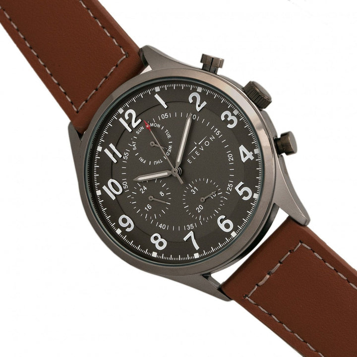Elevon Lindbergh Leather-Band Watch w/Day/Date