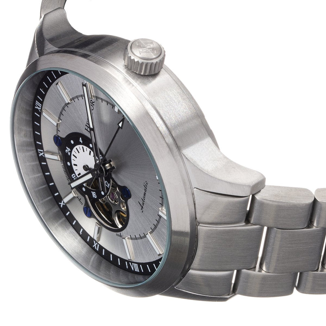 Heritor Automatic Oscar Semi-Skeleton Leather-Band Watch