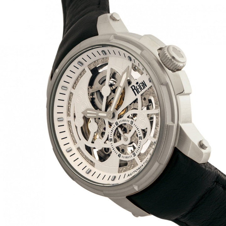 Reign Matheson Automatic Skeleton Dial Leather-Band Watch