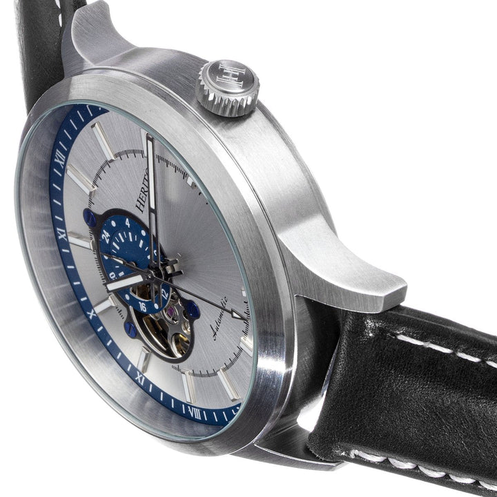 Heritor Automatic Oscar Semi-Skeleton Leather-Band Watch
