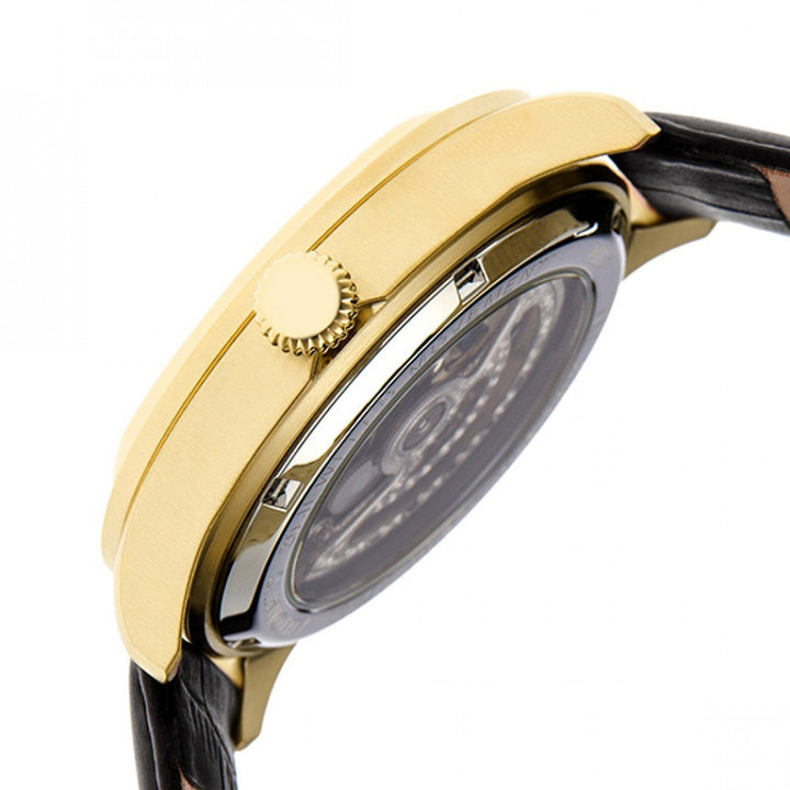 Heritor Automatic Odysseus Leather-Band Skeleton Watch