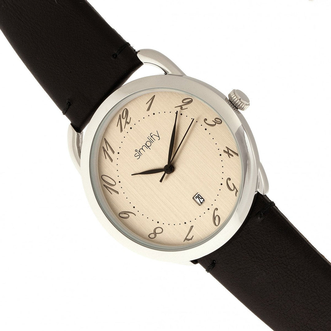 Simplify The 4900 Leather-Band Watch w/Date