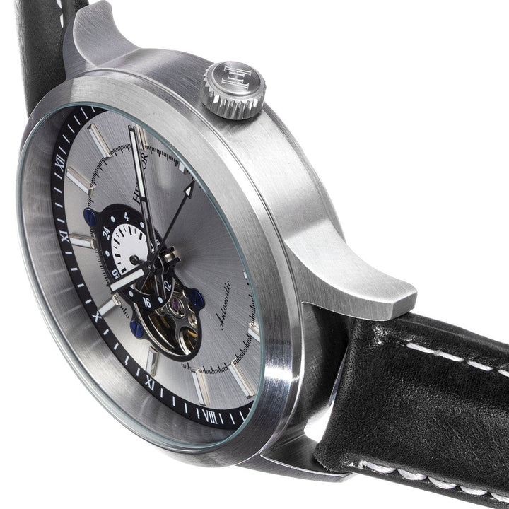 Heritor Automatic Oscar Semi-Skeleton Leather-Band Watch