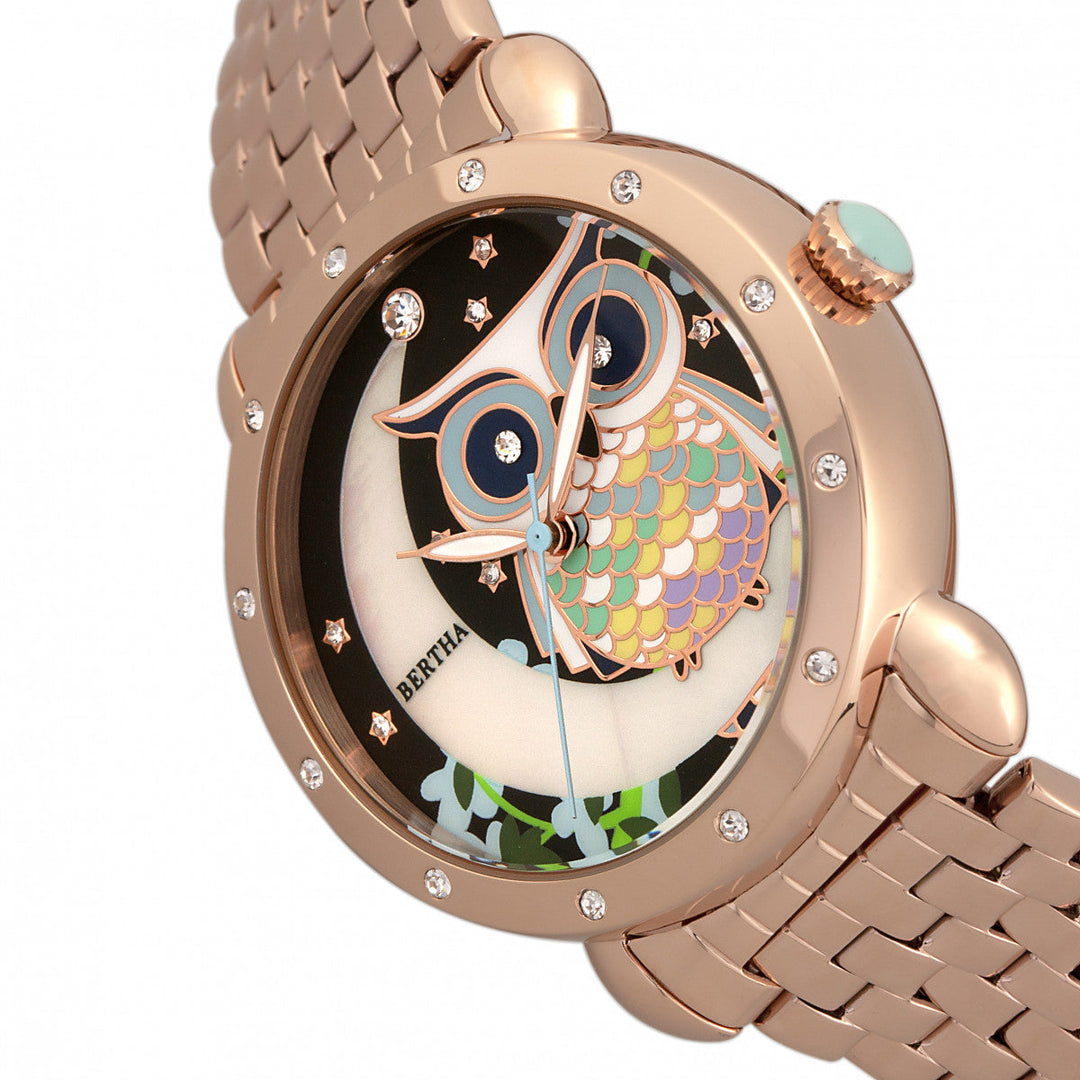 Bertha Ashley MOP Ladies Bracelet Watch - Rose Gold