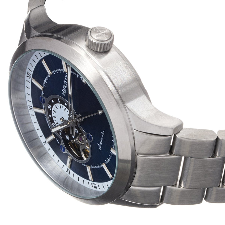 Heritor Automatic Oscar Semi-Skeleton Leather-Band Watch