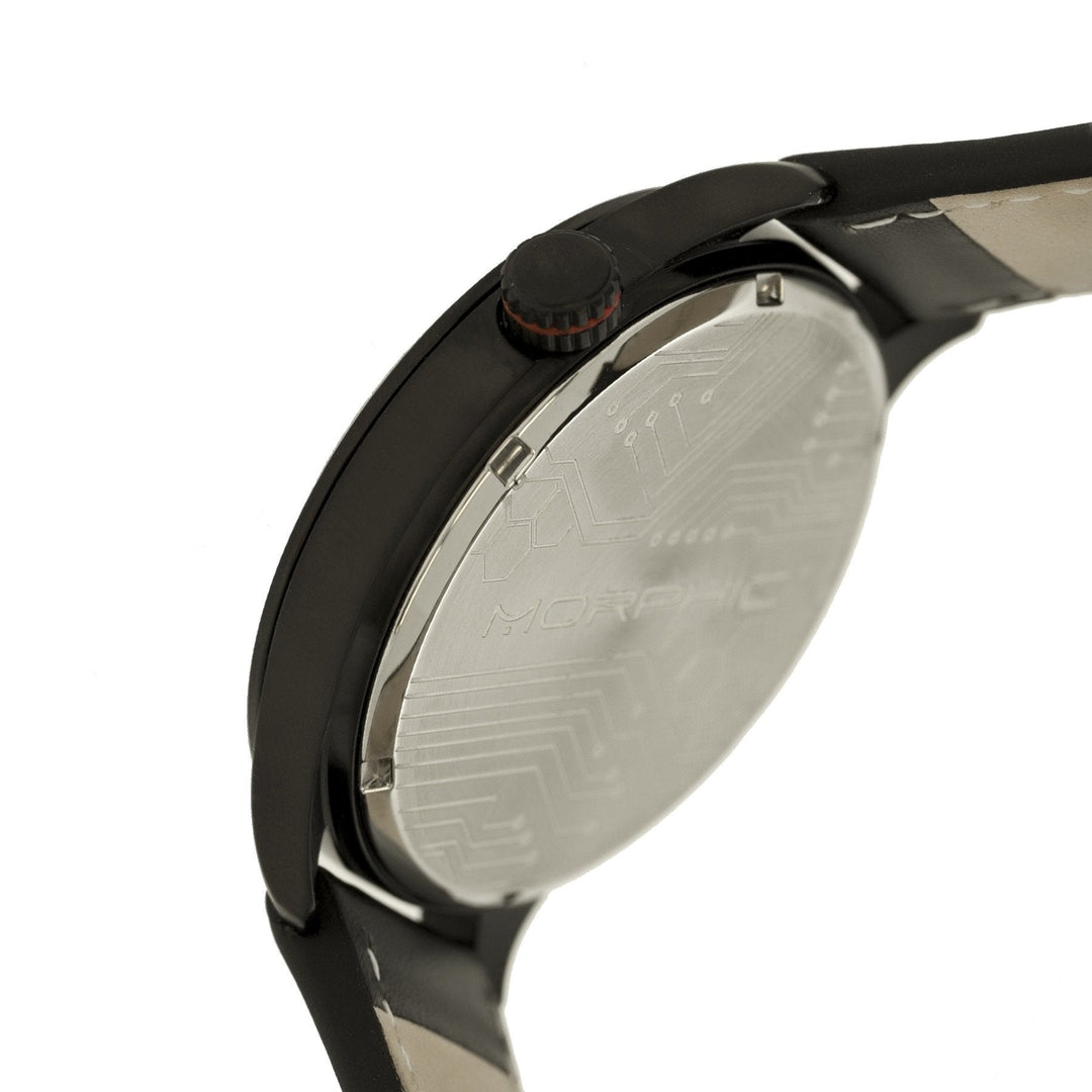 Morphic M44 Series Dual-Time Leather-Band Watch w/ Retrograde Date