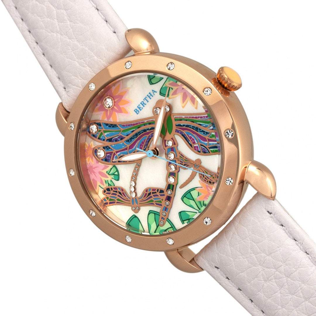 Bertha Jennifer MOP Leather-Band Ladies Watch