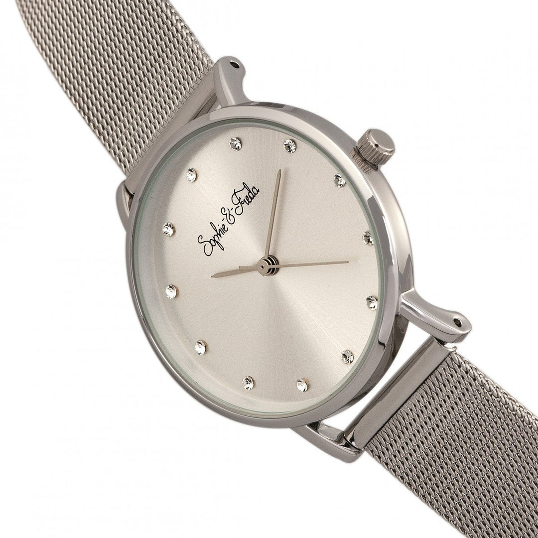Sophie & Freda Savannah Mesh Bracelet Watch w/Swarovski Crystals