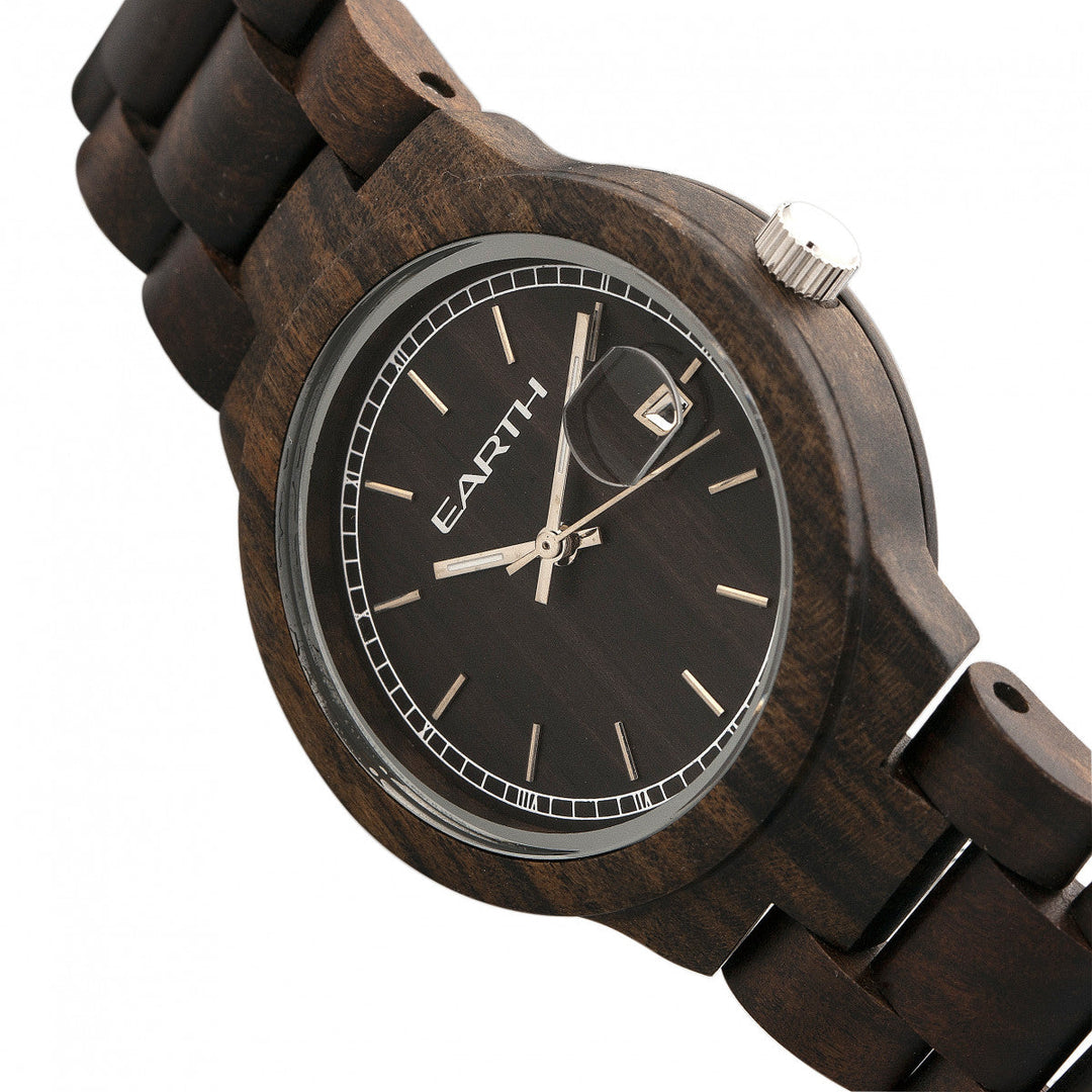 Earth Wood Biscayne Bracelet Watch w/Date - Dark Brown