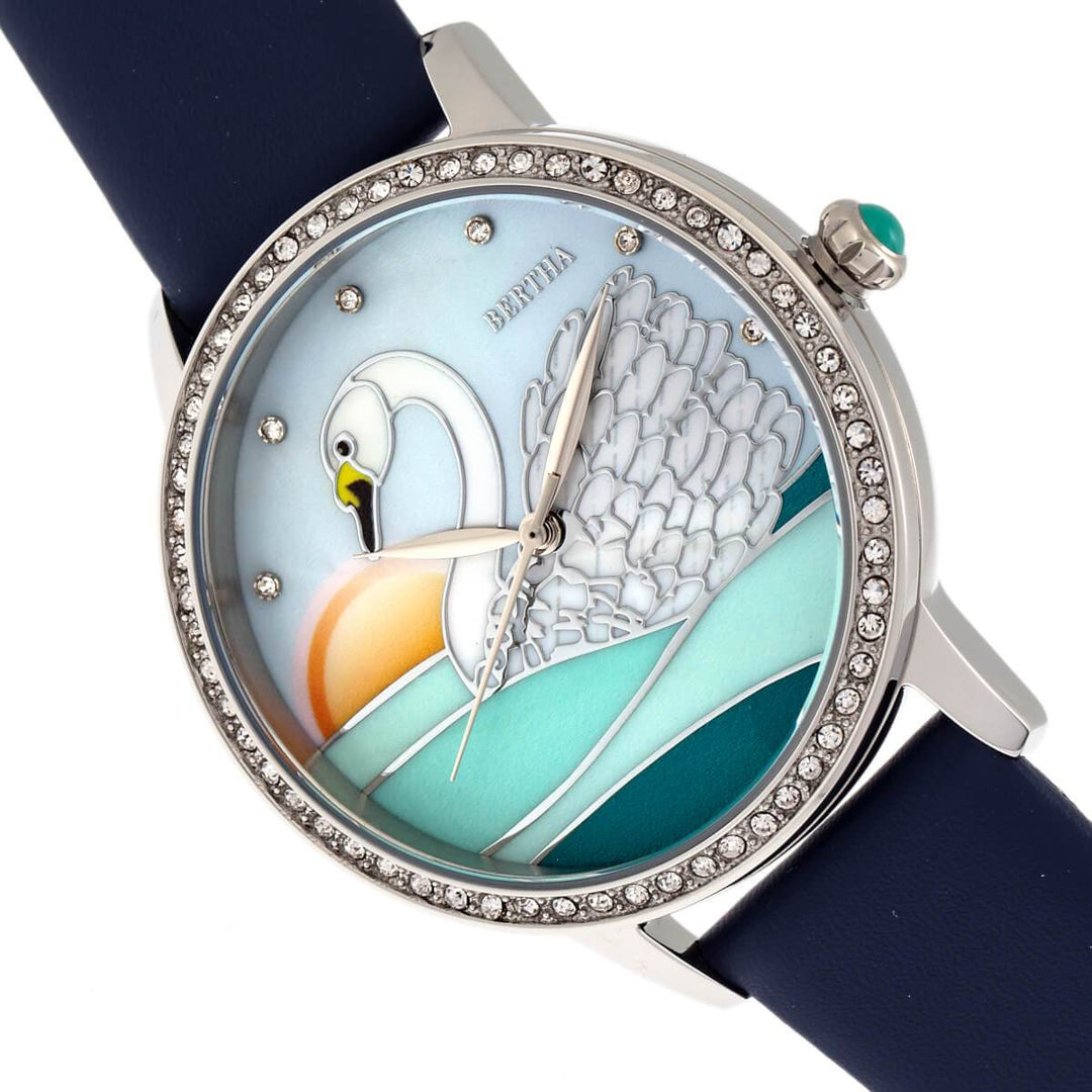 Bertha Grace MOP Leather-Band Watch