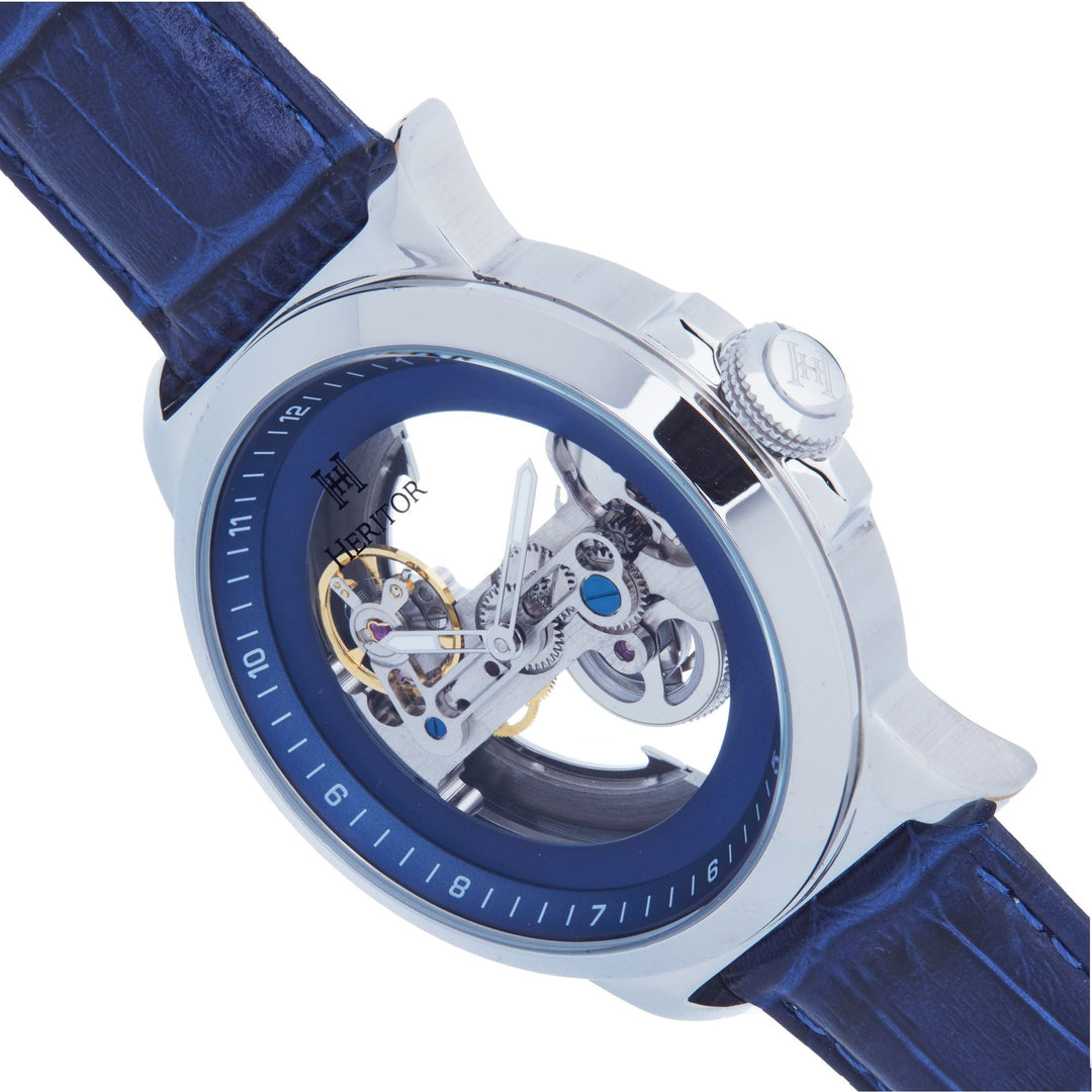 Heritor Automatic Xander Semi-Skeleton Leather-Band Watch
