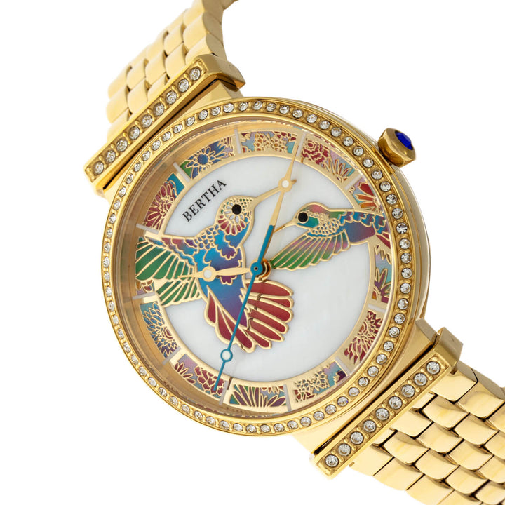 Bertha Emily Mother-Of-Pearl Bracelet Watch - Gold