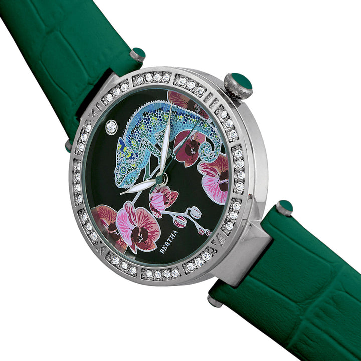 Bertha Camilla Mother-Of-Pearl Leather-Band Watch - Teal
