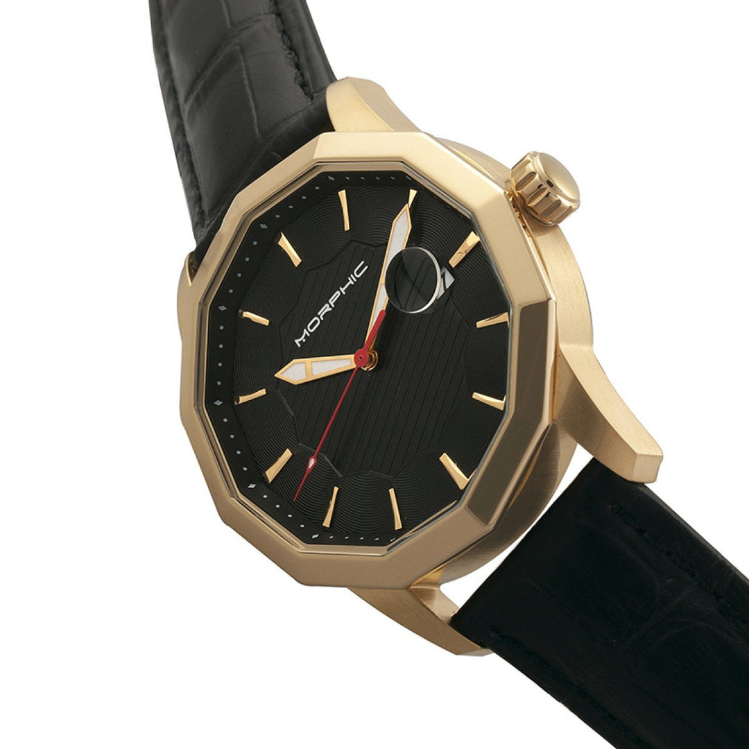 Morphic M56 Series Leather-Band Watch w/Date