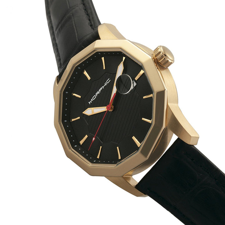 Morphic M56 Series Leather-Band Watch w/Date