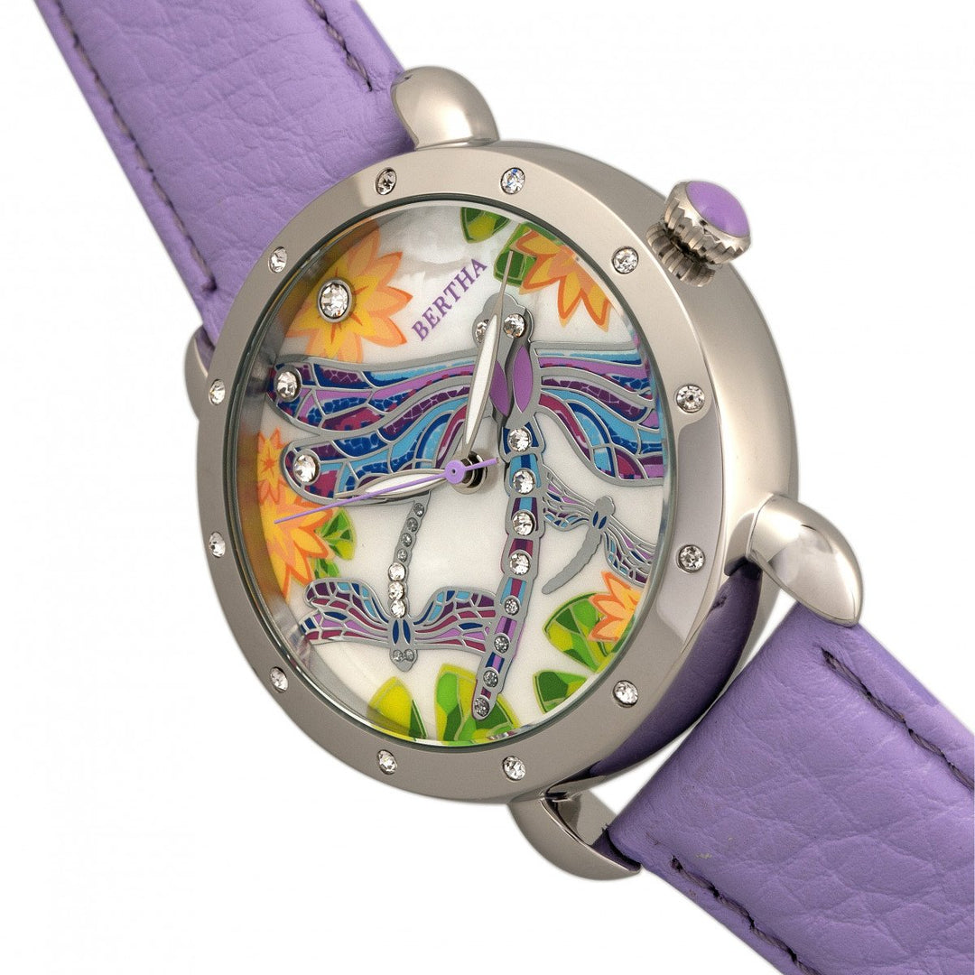 Bertha Jennifer MOP Leather-Band Ladies Watch