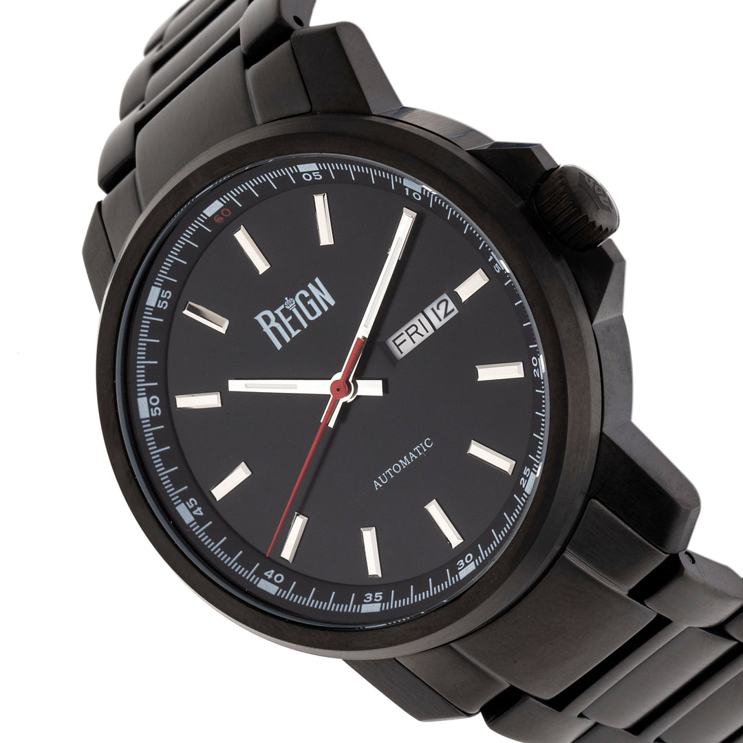 Reign Helios Automatic Bracelet Watch w/Day/Date - Black