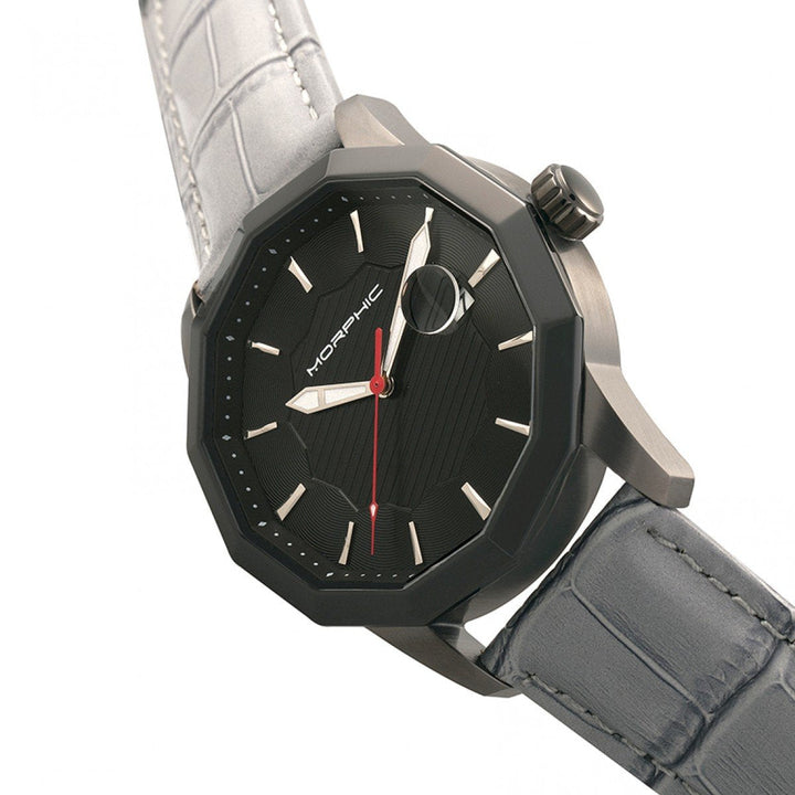 Morphic M56 Series Leather-Band Watch w/Date