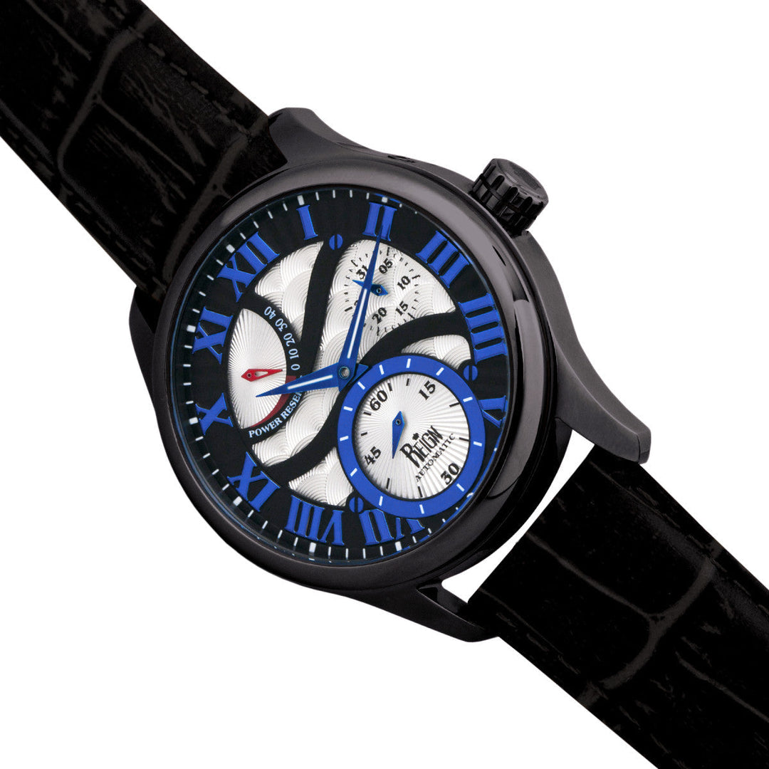 Reign Bhutan Leather-Band Automatic Watch - Black
