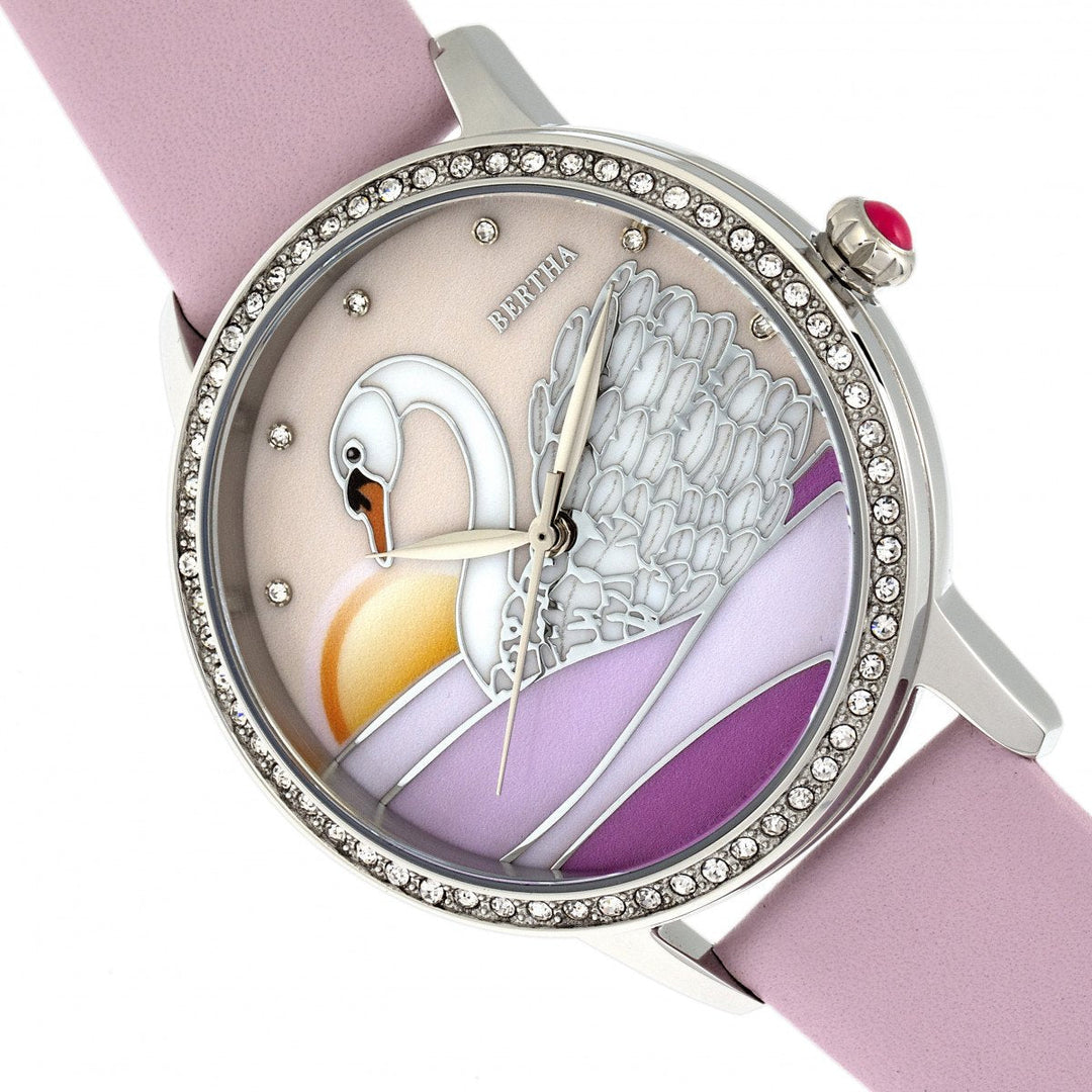 Bertha Grace MOP Leather-Band Watch