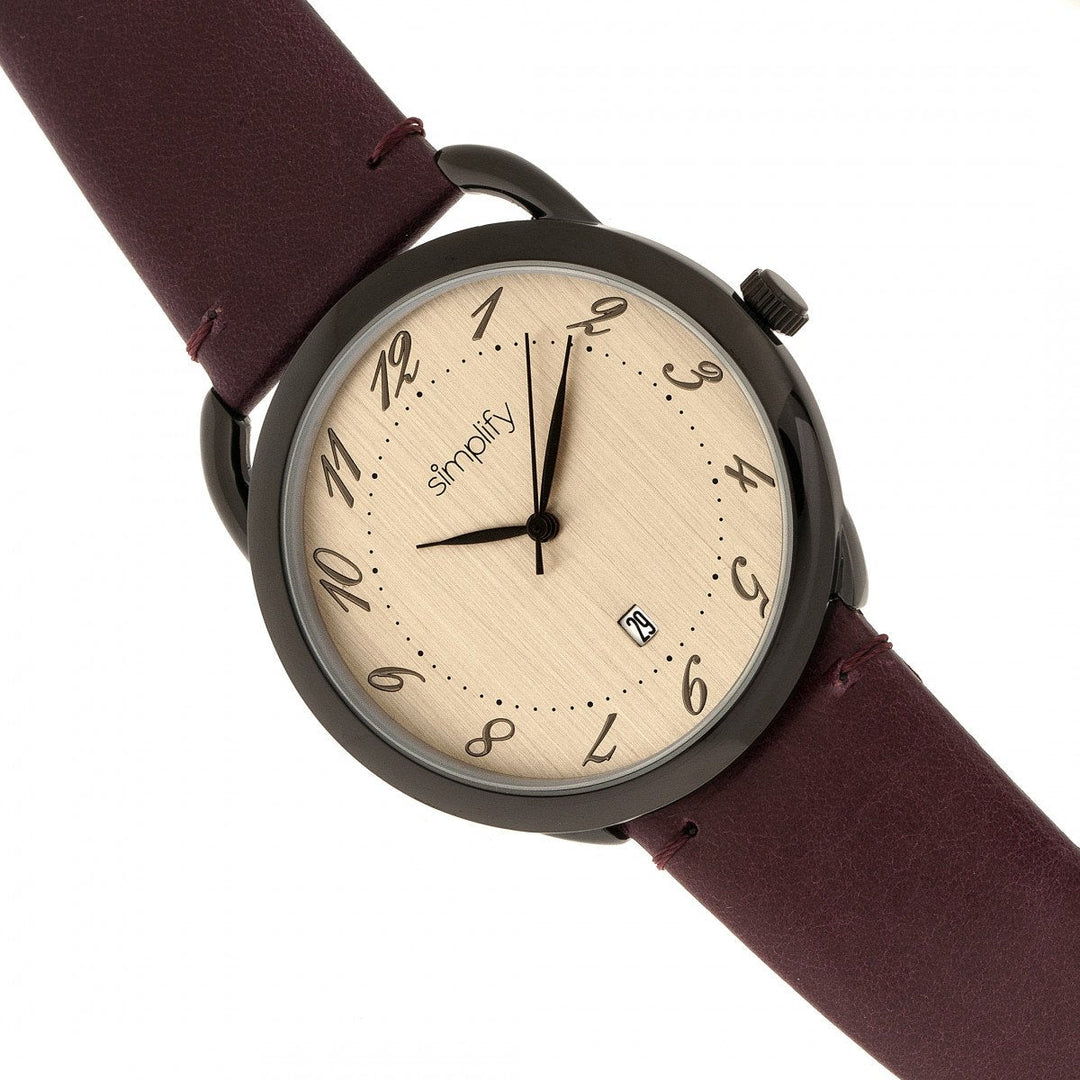 Simplify The 4900 Leather-Band Watch w/Date