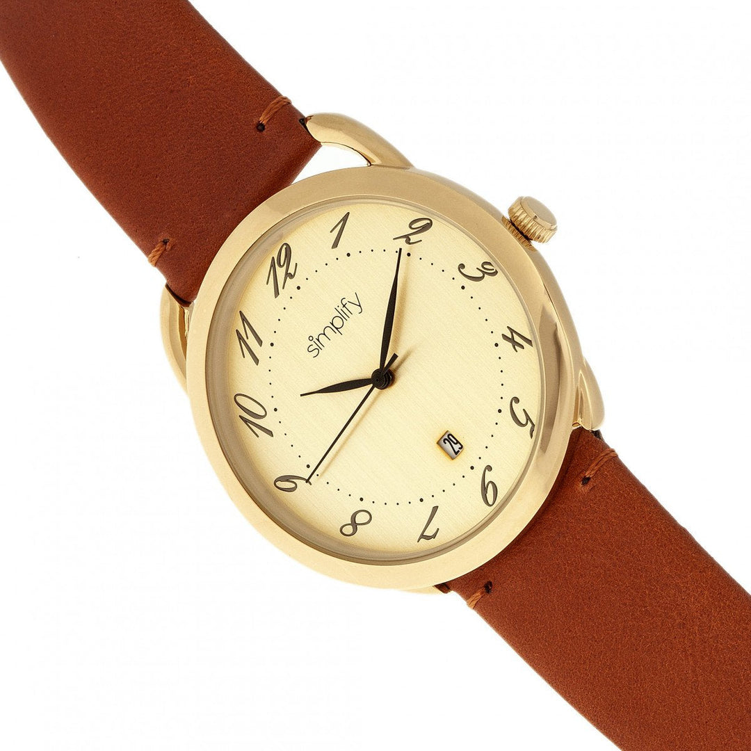Simplify The 4900 Leather-Band Watch w/Date