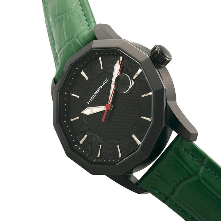 Morphic M56 Series Leather-Band Watch w/Date