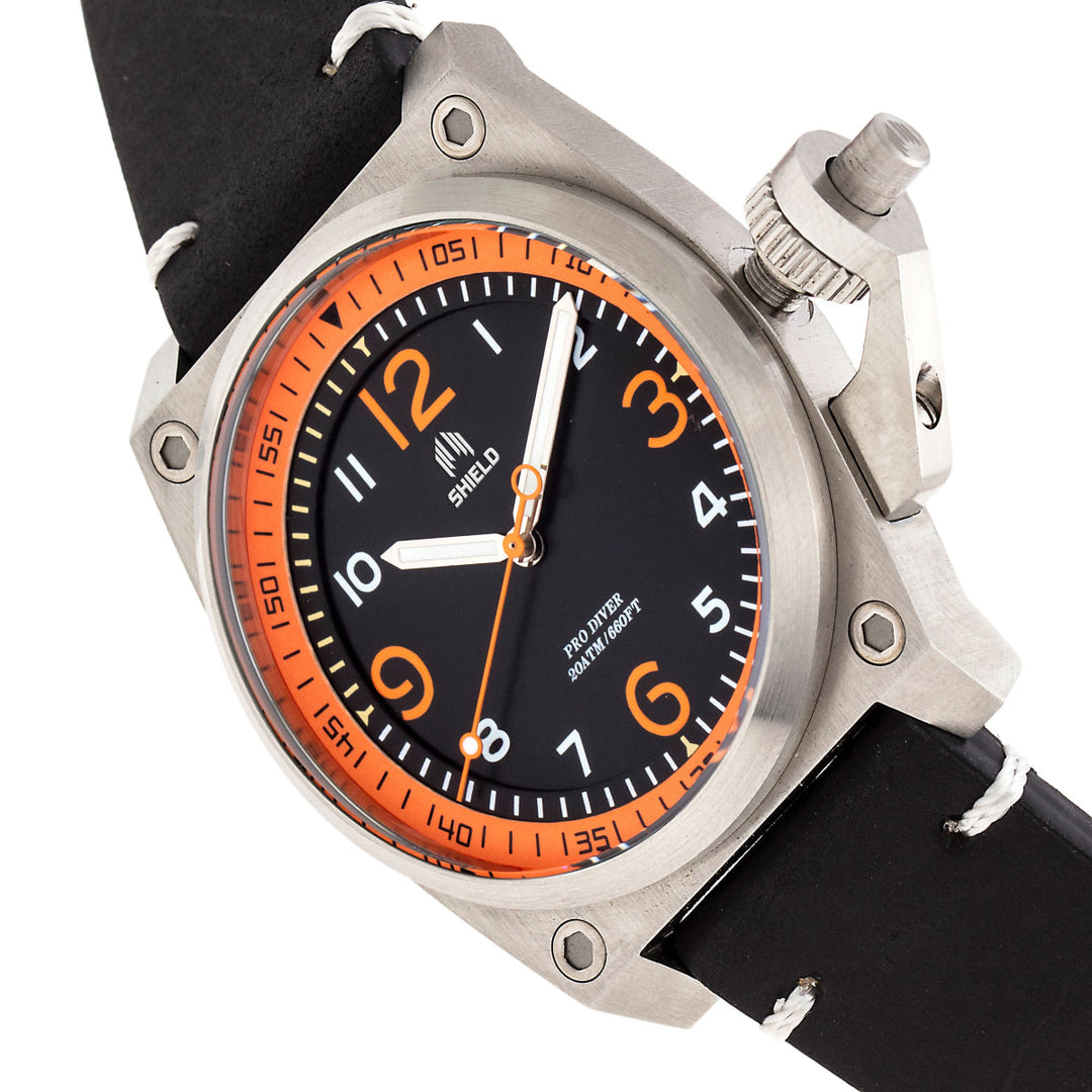 Shield Pascal Leather-Band Men's Diver Watch