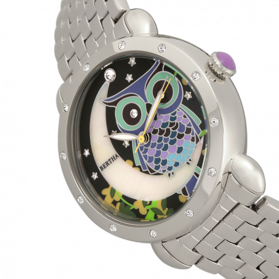 Bertha Ashley MOP Ladies Bracelet Watch - Silver