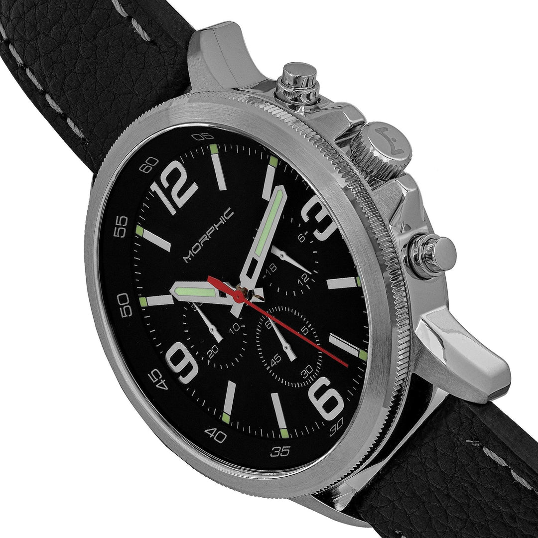 Morphic M86 Series Chronograph Leather-Band Watch